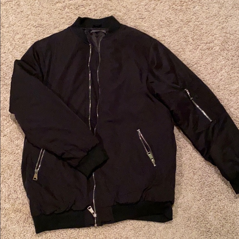 Italian black bomber jacket with down